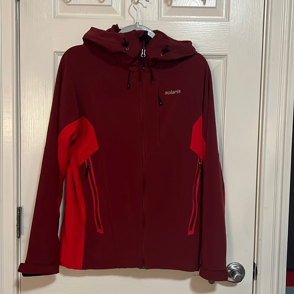 Solaris Other - Solaris Mens Red Full Zip Hooded Red Rain Jacket Size S